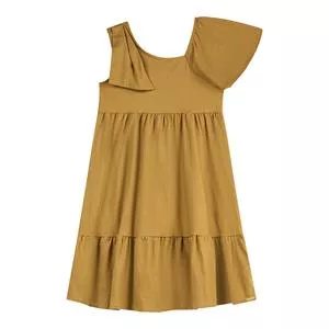 Vestido Infantil Evasê Liso<BR> - Bege<BR> - Colorittá