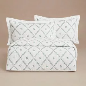 Cobre Leito Valence Queen Algodão Percal 250 Fios<BR>- Branco<BR>- 280x260cm<BR>- 3pçs<BR>- Ruth Sanches