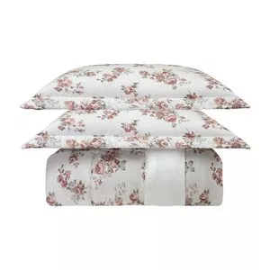 Cobre Leito Poeme Floral Algodão Queen<BR>- Rosê -<BR>260x280cm<BR>3pçs<BR>- Ruth Sanches
