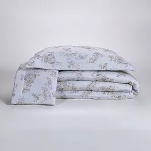 Cobre Leito Poeme Floral Algodão Percal 250 Fios<BR>- Amarelo -<BR>280x260cm<BR>3pçs<BR>Ruth Sanches