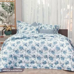 Jogo De Cama Poeme Ruth Sanches<BR>- Azul<BR>- 280x260cm<BR>- 4 Peças<BR>- Ruth Sanches