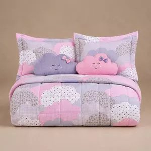 Jogo De Colcha Micaela Algodão Percal 250 Fios King<BR>- Rosa -<BR>280x260cm<BR>3pçs<BR>- Ruth Sanches