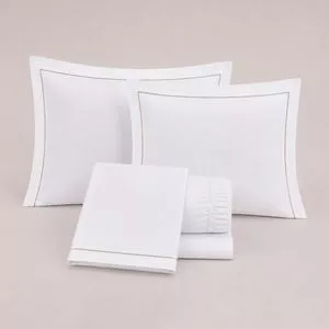 Jogo De Cama Casal Pratic Percal 250 Fios<BR>- Branco<BR>- 280x260cm<BR>- 4 Peças<BR>- Ruth Sanches