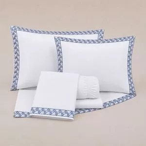Jogo De Cama Luke Percal 250 Fios Algodão Casal<BR>- Azul Marinho<BR>- 280x260cm<BR>4pçs<BR>- Ruth Sanches