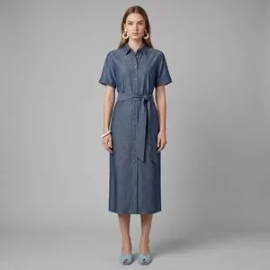 Chemise Midi Azul Escuro<BR>- Azul Escuro<BR>- Dudalina