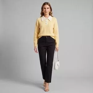 Calça Sarja Reta<BR>- Preta<BR>- Dudalina