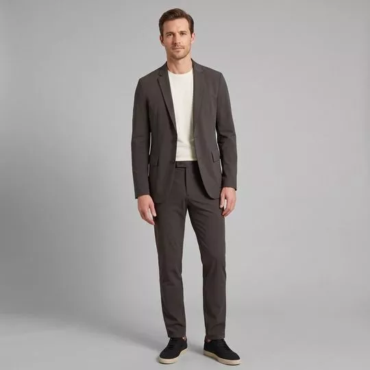 Blazer Slim Alfaiataria Tech- Cinza Escuro- Dudalina