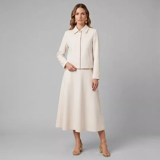 Casaco Cropped Aurora- Off White- Dudalina