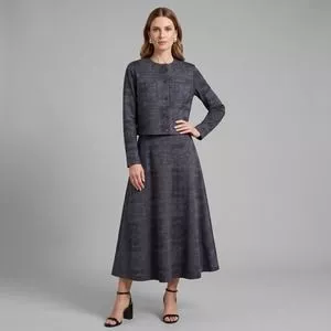 Casaqueto Jacquard Animal Print<BR>- Preta<BR>- Dudalina