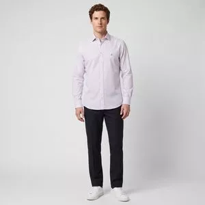Camisa Comfort Xadrez<BR>- Cinza Claro<BR>- Dudalina