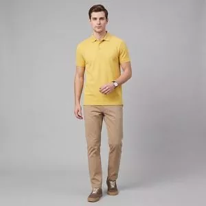 Polo Regular Curta<BR>- Amarelo<BR>- Dudalina