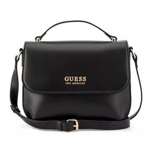 Bolsa Transversal E De Mão Spring Hill Flap<BR>- Preto<BR>Média<BR>- Guess