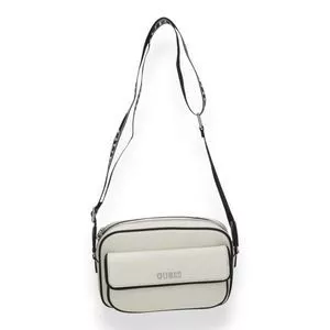 Bolsa Transversal Mini Erin Estruturada<BR>- Off White<BR>- Pequena<BR>- Guess