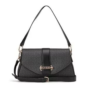 Bolsa Transversal Erika Flap Estruturada<BR>- Cinza Escuro<BR>Média<BR>- Guess