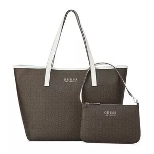 Bolsa De Ombro Keira Tote<BR>- Bege<BR>Grande<BR>- Guess