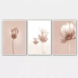 Trio De Quadros Decorativos Angel Madeira Canvas E Quadros<BR>- Rosa Claro<BR>- 50x70x3cm