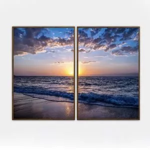 Conjunto De Quadros Decorativos Oasis Madeira<BR>- Colorido <BR>- 50x70x3cm<BR>- Canvas E Quadros