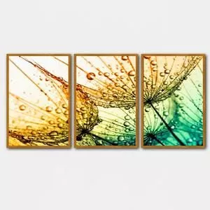 Trio De Quadros Decorativos Wish Madeira<BR>- Colorido<BR>- 50x70x3cm<BR>- Canvas E Quadros