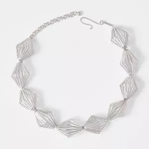 Gargantilha Choker Spazio G Em Latão Banhado A Prata 950 Prateada<br /> -  Prateado<br /> -  Vehr
