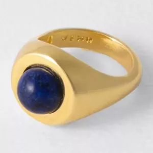 Anel Pipe Com Lápis Lazúli<br /> - Dourado<br /> - 2x2cm<br /> - VEHR