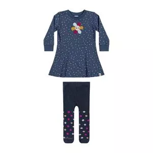 Vestido Bolinhas<BR>- Azul Marinho<BR>- Elian