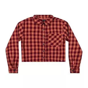Camisa Cropped Xadrez Com Bolsos<BR>- Vermelha & Preta<BR>-Elian