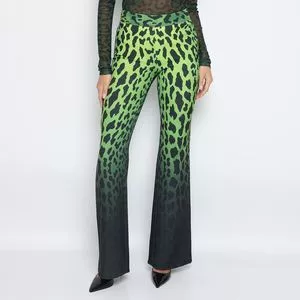 Calça Flare Abstrata<BR>- Verde Limão & Preta<BR>- Lebôh