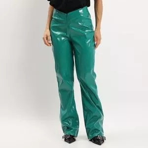 Calça Reta Com Cós Em V<BR>- Verde Água<BR>- My Favorite Things