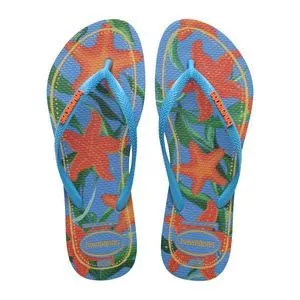 Chinelo Havaianas Slim Tropical<BR>- Azul<BR>- Havaianas