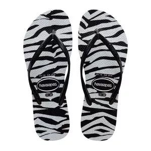 Chinelo Havaianas Slim Animals Glitter<BR>- Preto & Branco<BR>- Havaianas