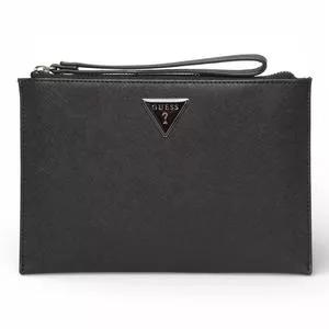 Carteira Viviette SLG Wristlet PVC Logo Metálico<BR>- Preto<BR>- Guess