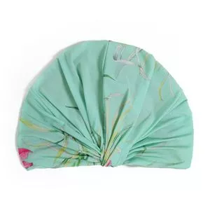 Turbante Entrelaçado Floral Tropical<BR>- Verde Água<BR>- Adriana Degreas