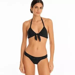Conjunto Biquíni Ilhós Laço Arello<BR>- Preto<BR>- Adriana Degreas