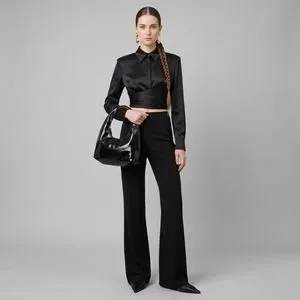 Calça Jersey Cintura Alta<BR>- Preta<BR>- Adriana Degreas
