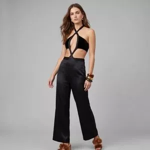 Calça Pantalona<BR>- Preta<BR>- Adriana Degreas