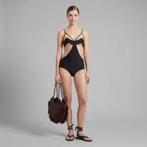 Maiô Maillot Recortes<BR>- Preto<BR>- Adriana Degreas