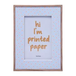 Porta-Retrato Melina Lyor<BR> - Azul Com Acabamento Em Madeira Clara<BR> - 10x15cm<BR> - Lyor