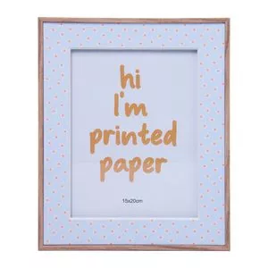 Porta-Retrato Melina MDF<BR> - Azul Com Acabamento Em Madeira Clara<BR> - 15x20cm<BR> - Lyor