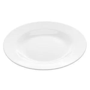 Prato Raso De Melamina Basic<BR> - Branco<BR> - 25,5cm<BR> - Lyor