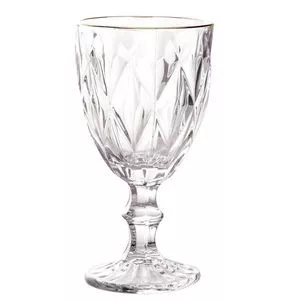Taça De Água Vidro Fio De Ouro Diamond<BR> - Dourado<BR> - 325ml<BR> - Lyor