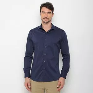 Camisa Slim Fit<BR>- Azul Escuro<BR>- Borelli