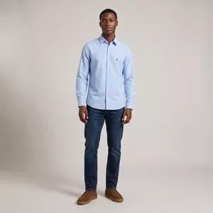 Camisa Comfort Oxford Slim<BR>- Azul<BR>-Borelli