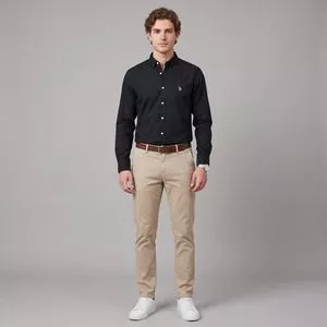 Camisa Manga Longa Regular<BR>- Preto<BR>- U.S. Polo Assn