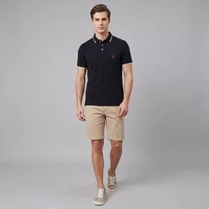 Polo Regular Manga Curta<BR>- Preto<BR>- U.S. Polo Assn