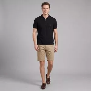 Polo Regular Manga Curta<BR>- Preto<BR>- U.S. Polo Assn