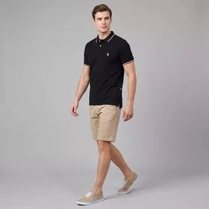 Polo Regular Manga Curta<BR>- Preto<BR>- U.S. Polo Assn