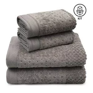 Kit Toalha De Banho Algodão Pollo<BR>- Cinza<BR>- 68x140cm<BR>- Appel