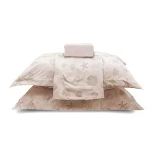 Jogo De Cama Casal Charme Conchas Poliéster<BR>- Laranja Claro<BR>- 225x250cm<BR>- Appel