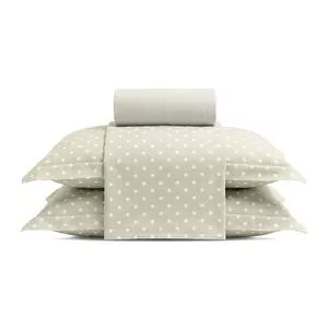 Jogo De Cama Queen Charme Poá Poliéster Appel<BR>- Verde Claro<BR>- 240x250cm