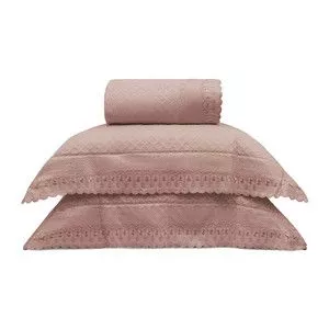 Jogo De Colcha Casal Bordare Premium<BR>- Rosê Gold<BR>- 220x240cm<BR>- Appel